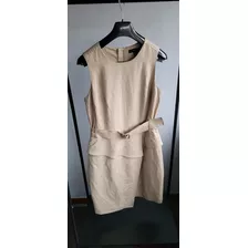 Vestido Beige Con Cinturón. Banana Republic. Talle 8