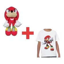 Kit Boneco Pelúcia Sonic Knuckles + Camisa Infantil - 4 A 16