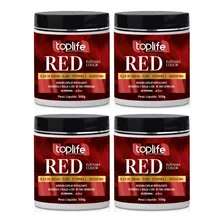 4 Máscara Matizadora Tonalizante Vermelha Red 500g Toplife