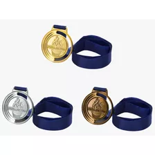 10 Medalhas Vitoria 40mm Ouro/prata/bronze - Com Fita Cetim