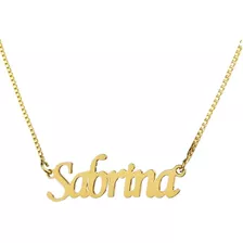 1 Colar De Nome Sabrina, Semijoia, Banhado Ouro 18k, Atacado