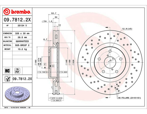 Par Discos Brembo Subaru Impreza Wrx Sti 2007-2012 Delantero Foto 2