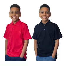 Kit 2 Camisas Polo Masculina Infantil Juvenil Algodão Top