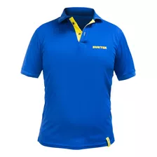 Playera Tipo Polo Dry Fit Caballero Azul Talla Eg Surtek