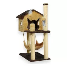 Arranhador Casa Rede Gatos Pet Playground Torre Gato Sisal Cor Bege
