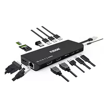 14-en-1 Estación De Cubierta Usb C, 4k Hdmi Dual/triple Moni