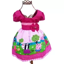 Vestido Peppa Pig Infantil Trapézio Festa Luxo