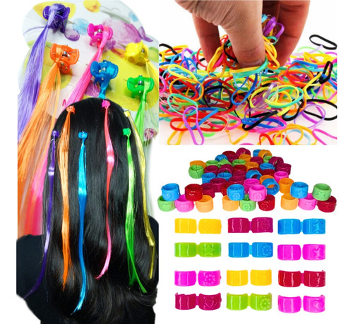 Kit Tererês Coloridos Cabelo Trança Penteado Infantil