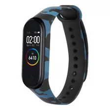 Pulseira P/ Mi Band 4 + Película Grátis - Azul Camuflada