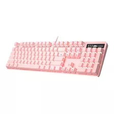 Teclado Mecanico Gamer Pink Magegee 104 Teclas Blue Switches