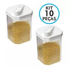 Açucareiro Farinheiro Pote Mantimento Acrílico Kit 10 Peças Cor Transparente