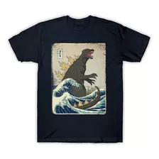 Playera Algodon Moda La Gran Ola De Kanagawa Godzilla Monstr