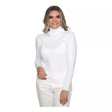 Blusa Feminina Tricot Cacharrel Gola Alta Manga Longa Basica