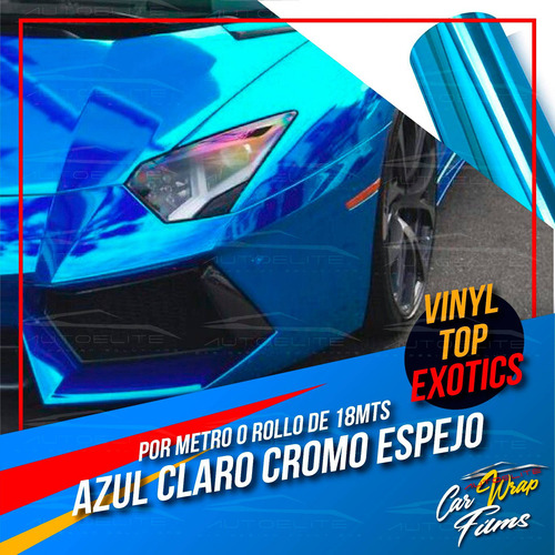 Vinil Azul Claro Cielo Cromo Espejo Autoelite Cwf 1m X 1.52 Foto 2