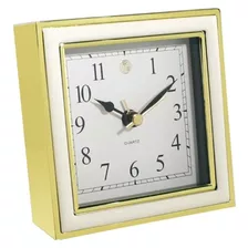 Reloj Despertador Natico 10-45888w, Esmalte Blanco Y Dorado