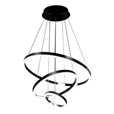 Lustre Led Moderno Pendente Anéis Led 89w 3 Arcos Preto Requint