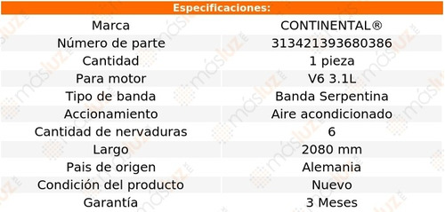 Banda 2080 Mm Acc Rodeo Isuzu V6 3.1l 91/92 Continental A/a Foto 4