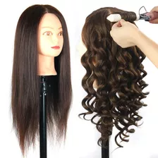 Cabeça Manequim Com Suporte P/treina Mista 90% Cabelo Humano 