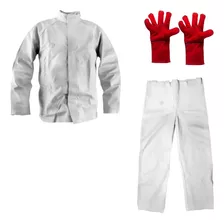 Kit Soldador Cuero Chaqueta + Pantalón + Guantes Certificado