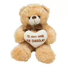 Urso Sentado Te Amo Mais Que Chocolate 21cm - Pelúcia