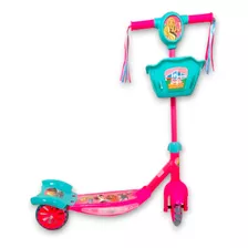 Monopatin Triscooter Para Niñas De Barbie Con Luces Y Cesta 