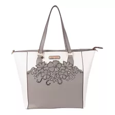 Bolsa Tote Nicole Lee Con Corte Laser Y Bordado Ss22 Color Gris