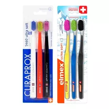 Kit 3 Escovas Curaprox E 3 Escovas Elmex Ultra Soft Suiças