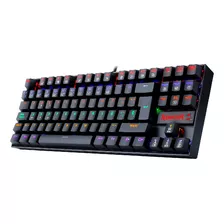 Teclado Gamer Redragon Kumara K552 Qwerty Red Español Latinoamérica Color Negro Con Luz Rainbow