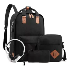 Mochila Para Hombre Multifuncional Con Cargador Usb 3 Piezas