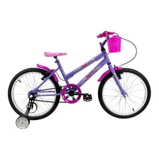 Bicicleta De Passeio Infantil Route Doll Aro 20 14 Freios V-brakes Cor Lilás/rosa Com Rodas De Treinamento