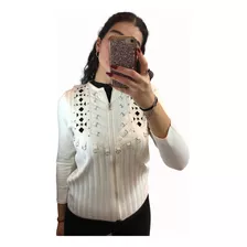 Campera Blanca Con Apliques