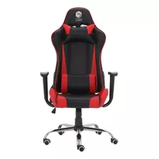 Silla Gamer Dooku Cuero Negra Y Roja Kj-d321t-br