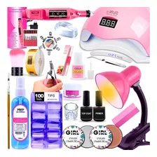 Kit Manicure Unhas Uv Gel Acrigel Lixa Elétrica Cabine Sun