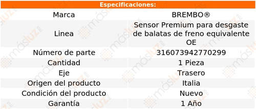 1.sensor Para Balatas Trasera Bmw X5 V8 4.4 14/16 Brembo Foto 2