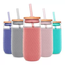 Vaso De Vidrio Ello Devon Con Funda Protectora De Silicona Q