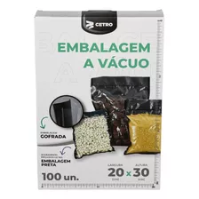 Embalagem A Vácuo Gofrada Preta Pré Formada 20x30cm - 100und