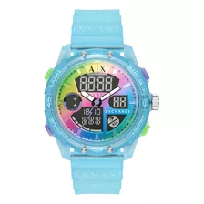 Reloj Hombre Armani Exchange Ax2964 D-bolt Color De La Correa Azul Color Del Bisel Azul Color Del Fondo Negro