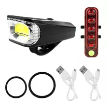 Kit Farol Bike Frontal + Pisca Traseiro Led Usb Recarregável