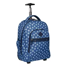 Mochila Carrinho Rolling Corações - Sestini Cor Azul