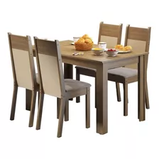 Juego De Comedor Madesa Havana Con 4 Sillas Marron / Creme Color Rústico/crema/perla Diseño De La Tela De Las Sillas Liso