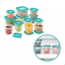 Kit 12 Potes De Plástico Continental Freezer Micro-ondas