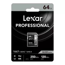 Memoria Lexar Professional 1667x 64gb 250mbs V60 Canon Sony