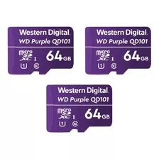 Pack 3 Tarjeta Memoria Micro Sd Wd Purple 64gb Wdd064g1p0c