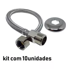 Kit 10 Conexao Mangueira Ligação Engate Flexivel Aço 40cm