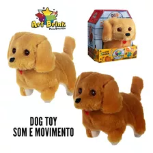 Cachorrinho Pelúcia Movimento Late E Anda Diversão Dog Toy Cor Marrom-claro