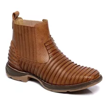 Bota Cano Curto Masculina Caramelo Detalhada Tatu