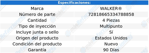 4 Inyectores Combustible 6 L4 2.5l De 2009 A 2013 Walker Foto 2