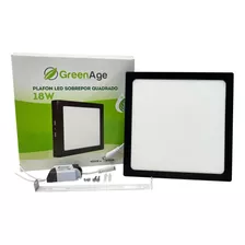 Luminaria Plafon Painel Led Aluminio 18w Sobrepor Quadrado Slim Preto Branco Neutro 4000-4500k