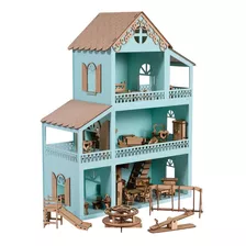 Casa Casinha De Boneca Verde Tiffany Polly +36móveis Mdf