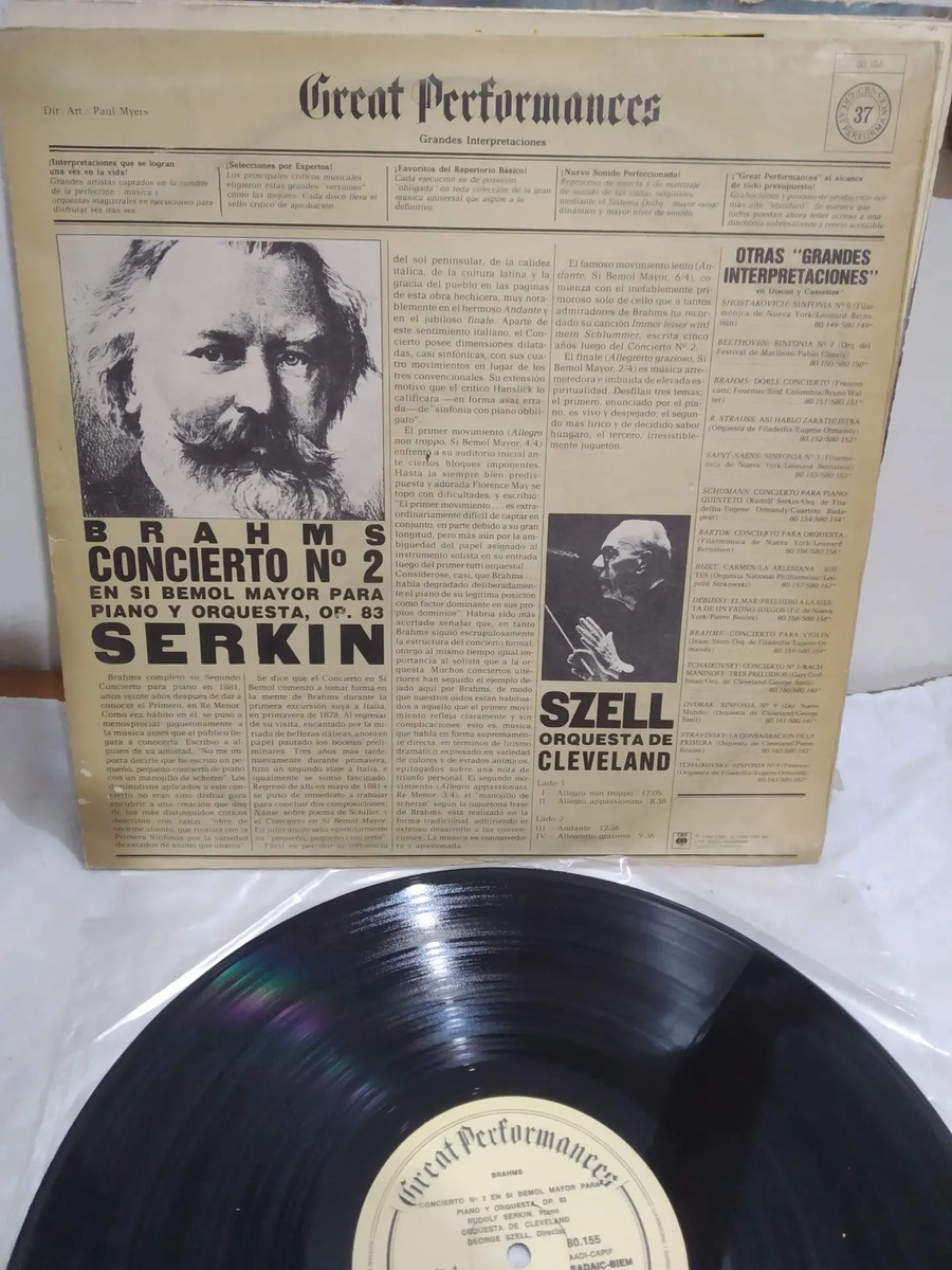 Szell Orquesta de Cleveland - Brahms - Concierto Nº 2 Para Piano - vinilo 1980